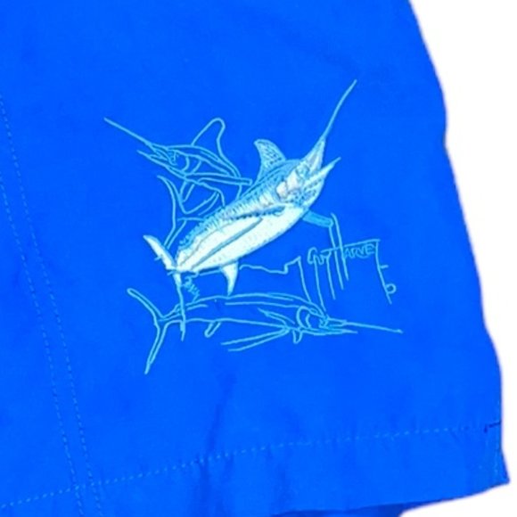 Guy Harvey By AFTCO Blue 5" Bathing Suit Trunks Size Large - Picture 2 of 6